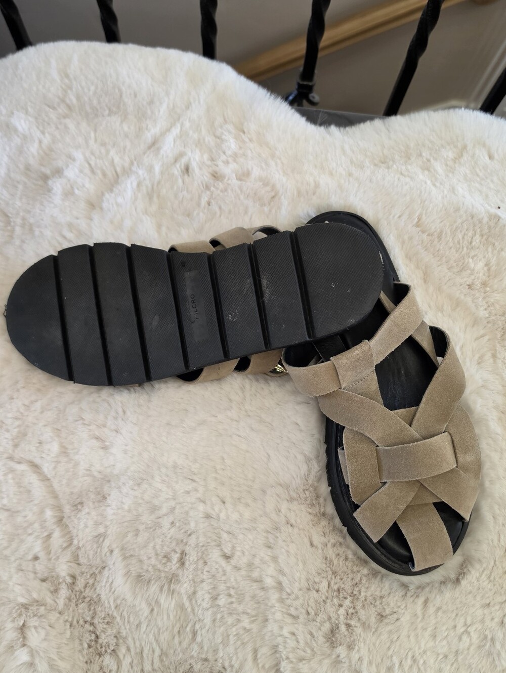 Pilcro Taupe Suede Fisherman Woven Slingback Sandals - Picture 4 of 4